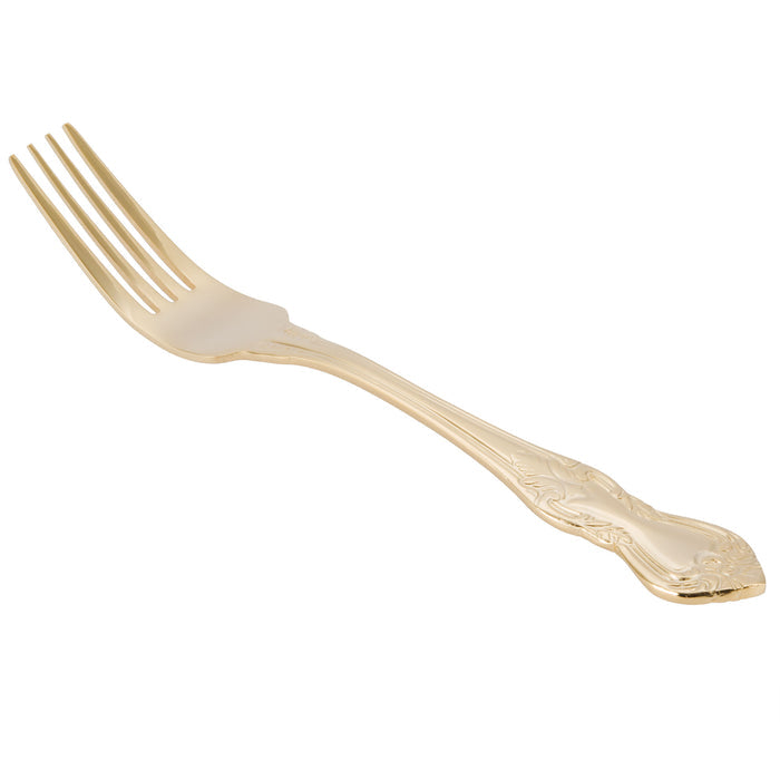 10 Strawberry Street CRWNGLD-DF Crown Royal 7 3/4" Gold Plated 18/0 Heavy Weight Stainless Steel Dinner Fork - 12/Pack