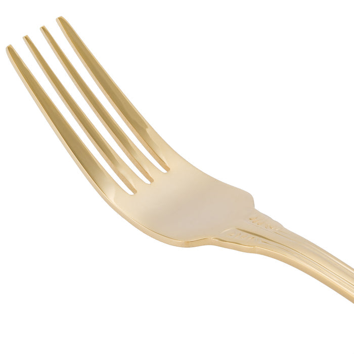 10 Strawberry Street CRWNGLD-DF Crown Royal 7 3/4" Gold Plated 18/0 Heavy Weight Stainless Steel Dinner Fork - 12/Pack