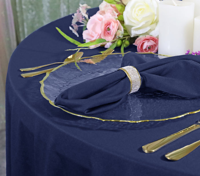 108" Seamless Round Scuba (Wrinkle-Free) Tablecloth - Navy Blue (1pc)