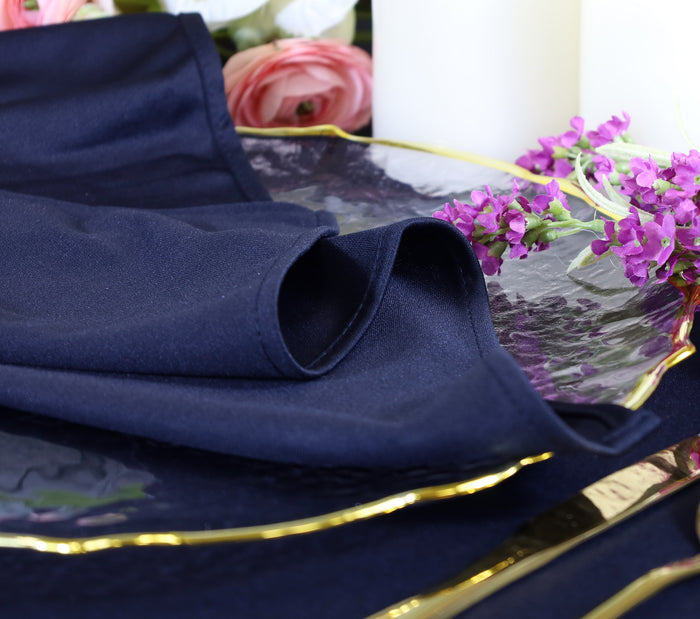 108" Seamless Round Scuba (Wrinkle-Free) Tablecloth - Navy Blue (1pc)