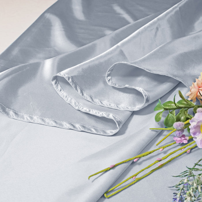 120" Seamless Round Heavy Duty Satin Tablecloth - Platinum/Light Silver (1pc)