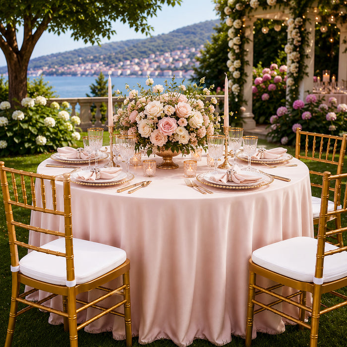 120" Seamless Round Scuba (Wrinkle-Free) Tablecloth - Blush Pink/Rose Gold (1pc)
