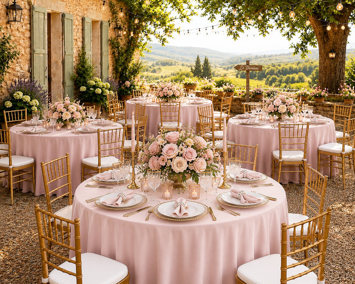 120" Seamless Round Scuba (Wrinkle-Free) Tablecloth - Blush Pink/Rose Gold (1pc)