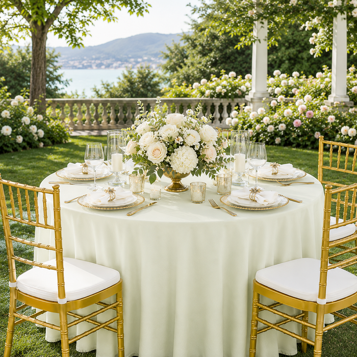 120" Seamless Round Scuba (Wrinkle-Free) Tablecloth - Ivory (1pc)