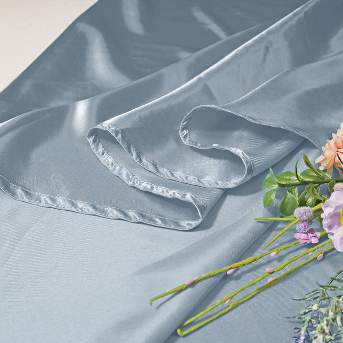 132" Round Heavy Duty Satin Tablecloth - Dusty Blue (1pc)