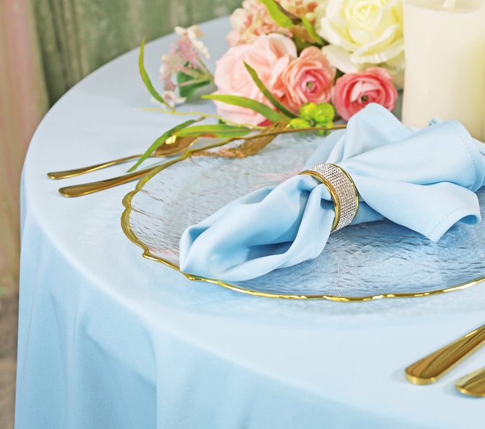 132" Round Scuba (Wrinkle-Free) Tablecloth - Baby Blue (1pc)
