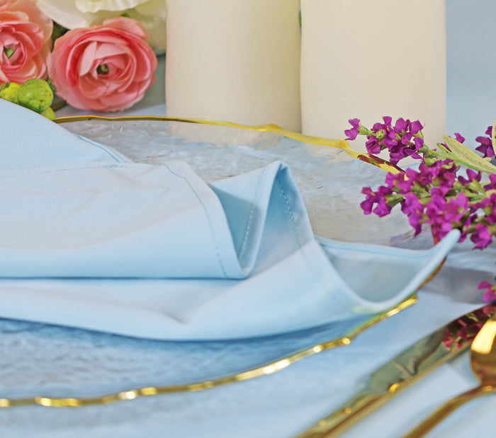 132" Round Scuba (Wrinkle-Free) Tablecloth - Baby Blue (1pc)