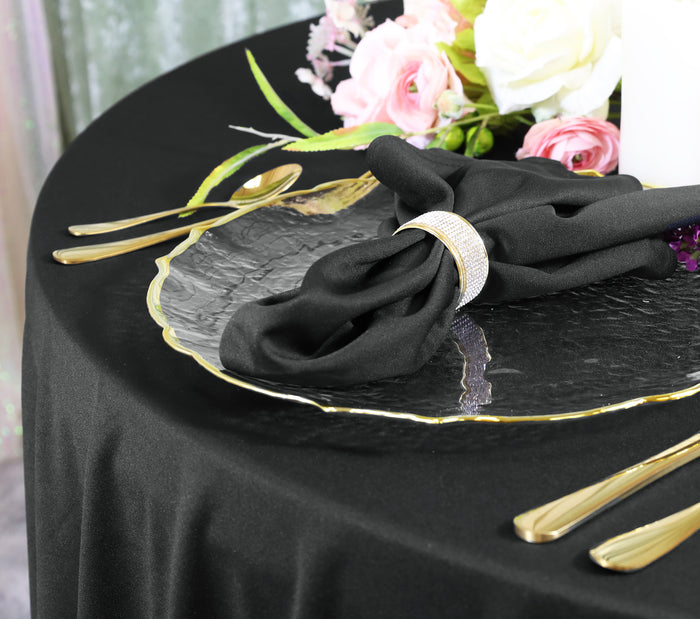 132" Round Scuba (Wrinkle-Free) Tablecloth - Black (1pc)