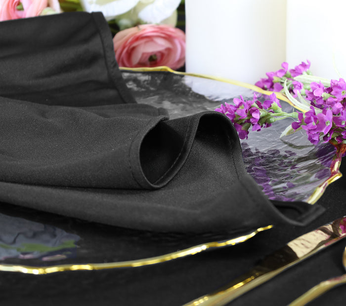 132" Round Scuba (Wrinkle-Free) Tablecloth - Black (1pc)