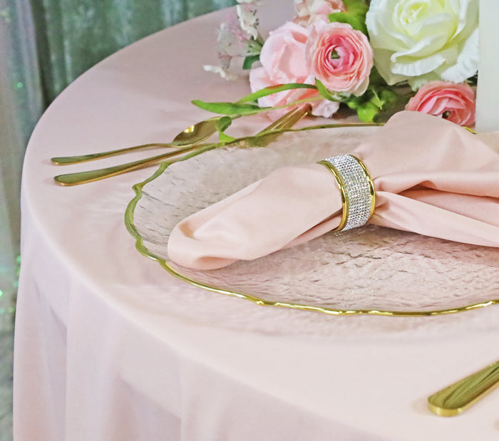 132" Round Scuba (Wrinkle-Free) Tablecloth - Blush Pink/Rose Gold (1pc)