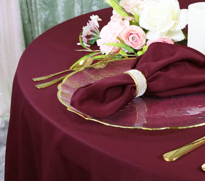 132" Round Scuba (Wrinkle-Free) Tablecloth - Burgundy (1pc)