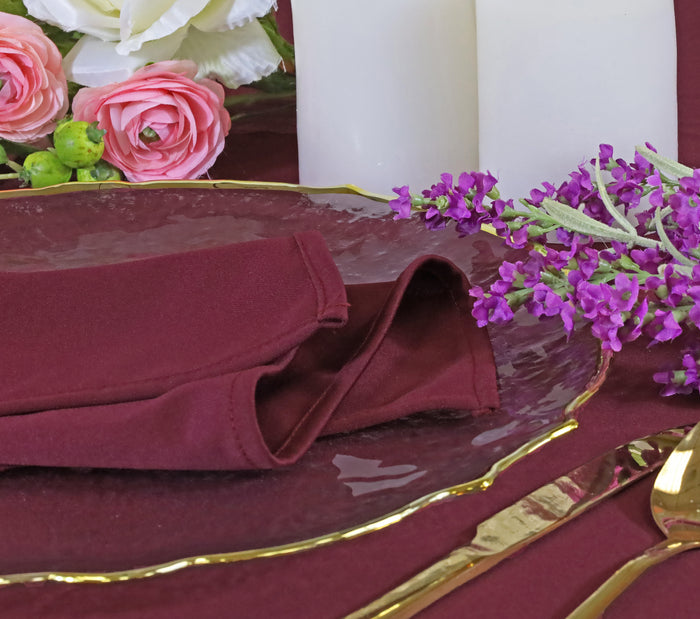 132" Round Scuba (Wrinkle-Free) Tablecloth - Burgundy (1pc)