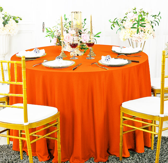 132" Round Scuba (Wrinkle-Free) Tablecloth - Orange (1pc)