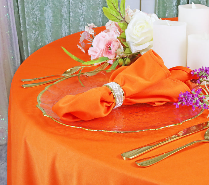 132" Round Scuba (Wrinkle-Free) Tablecloth - Orange (1pc)