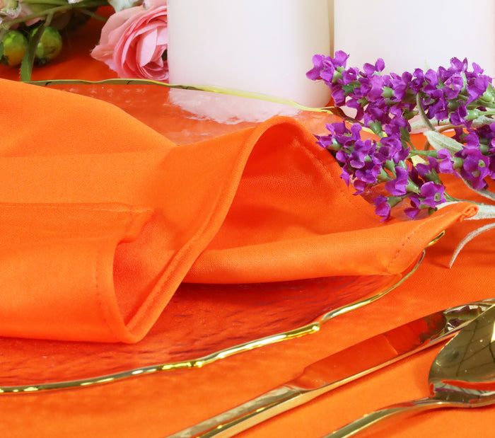 132" Round Scuba (Wrinkle-Free) Tablecloth - Orange (1pc)