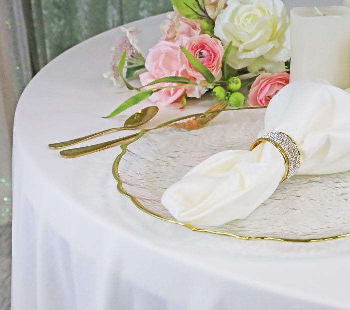 132" Round Scuba (Wrinkle-Free) Tablecloth - White (1pc)