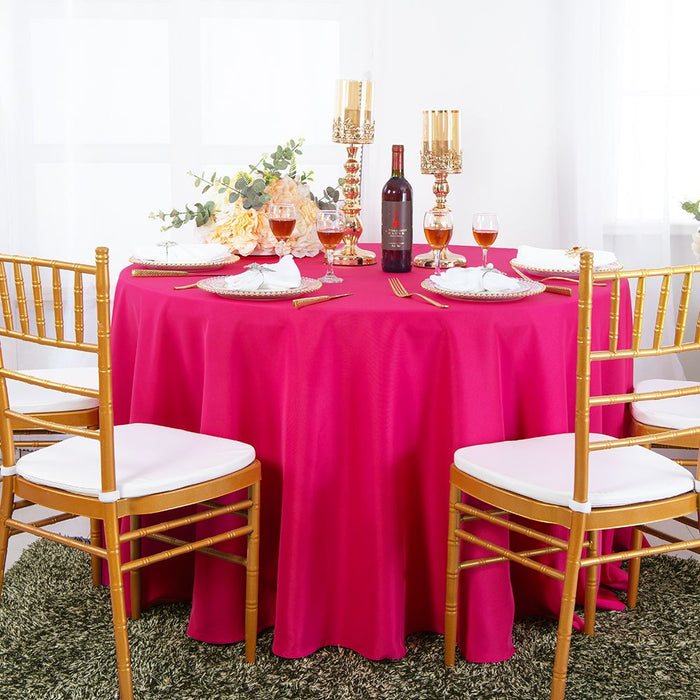 132" Seamless Round Premium Polyester Tablecloth - Fuchsia (1pc)