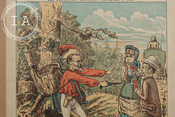 19th Century "The Wasp" Satirical Magazine Framed Cover