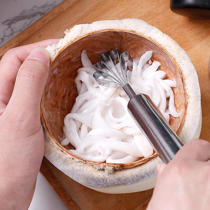 4 Pcs Coconut Meat Removal Scraper Tools, Stainless Steel Coco Nut Kinfe