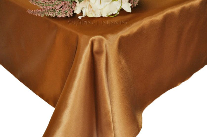 54"x108" Seamless Rectangular Satin Tablecloth/Overlay - Copper (1pc)