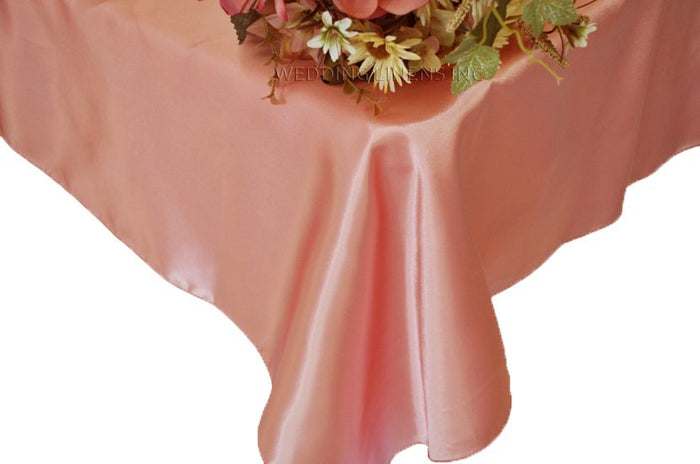 54"x108" Seamless Rectangular Satin Tablecloth/Overlay - Rose Pink (1pc)