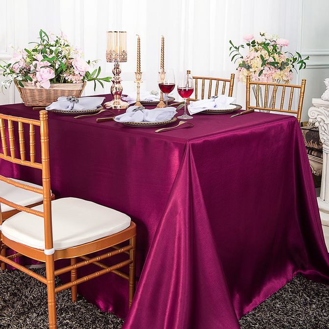 54"x108" Seamless Rectangular Satin Tablecloth/Overlay - Sangria (1pc)