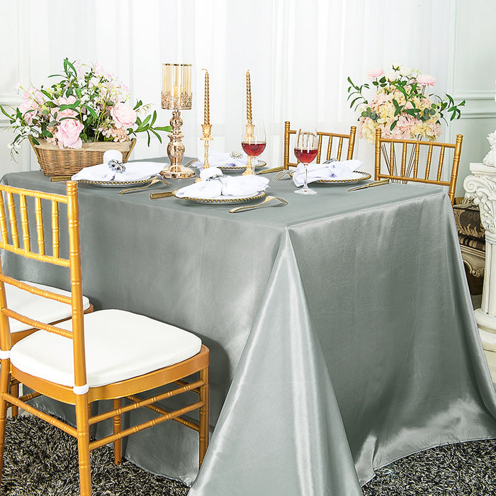 54"x108" Seamless Rectangular Satin Tablecloth/Overlay - Silver (1pc)