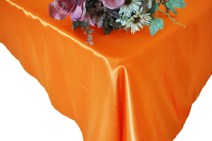 54"x108" Seamless Rectangular Satin Tablecloth/Overlay - Tangerine (1pc)