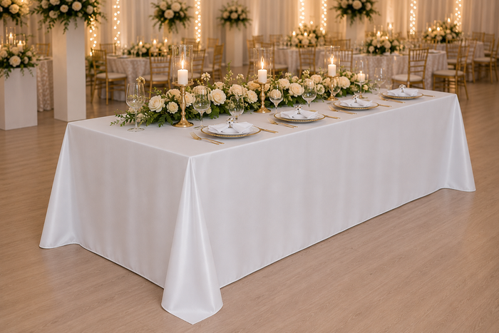 54"x108" Seamless Rectangular Satin Tablecloth/Overlay - White (1pc)
