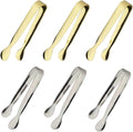 6PCS Ice Tongs Mini Sugar Tongs 4.25Inch Stainless Steel Small Serving Tongs, Small Kitchen Tiny Tongs for Appetizers,Tea Party, Coffee Bar, Desserts (Gold)