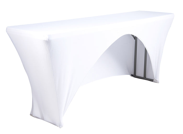 8 ft x 18" Open Back Spandex Table Cover - White (1pc)
