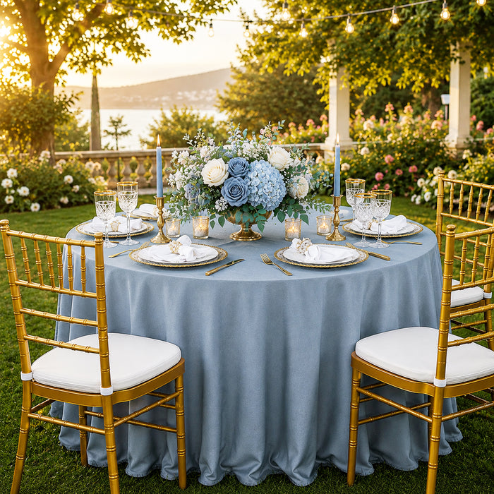 90" Seamless Round Scuba (Wrinkle-Free) Tablecloth - Dusty Blue (1pc)