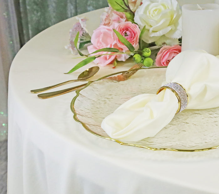 90" Seamless Round Scuba (Wrinkle-Free) Tablecloth - Ivory (1pc)