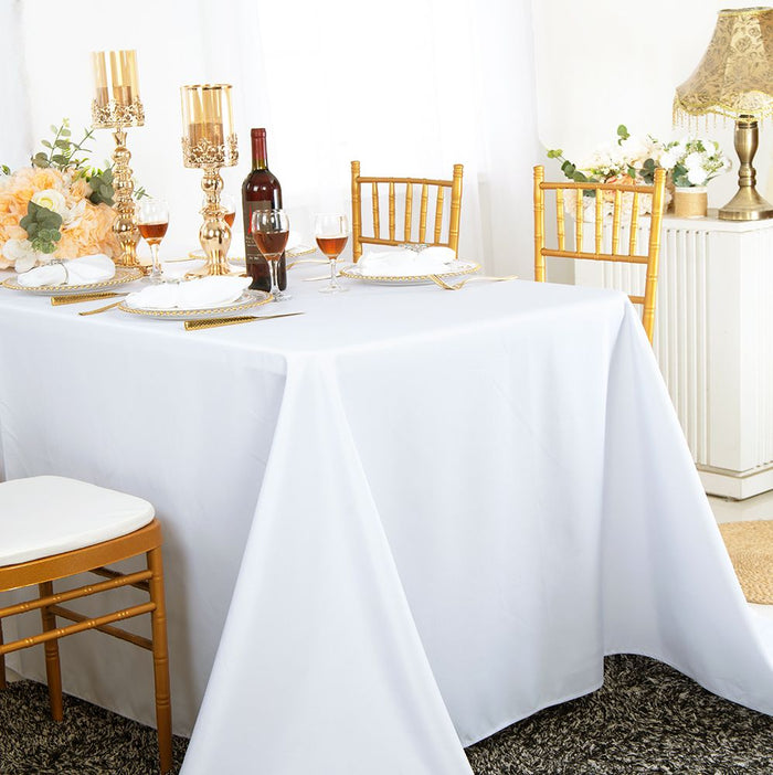 90"x132" Seamless Rectangular Premium Polyester Tablecloth - White (1pc)