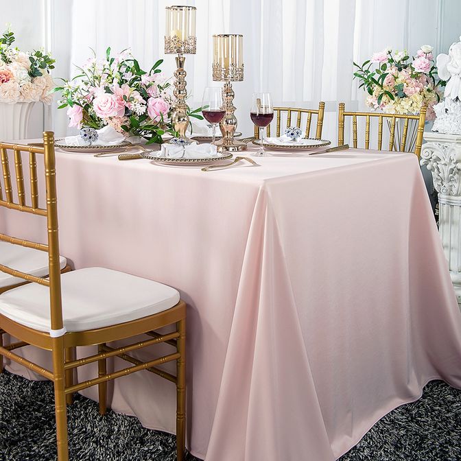 90"x132" Seamless Rectangular Scuba (Wrinkle-Free) Tablecloth - Blush Pink/Rose Gold (1pc)