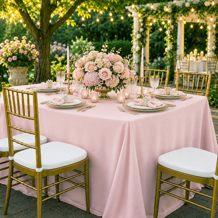 90"x132" Seamless Rectangular Scuba (Wrinkle-Free) Tablecloth - Blush Pink/Rose Gold (1pc)