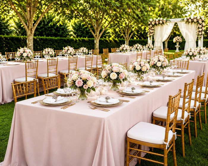 90"x132" Seamless Rectangular Scuba (Wrinkle-Free) Tablecloth - Blush Pink/Rose Gold (1pc)