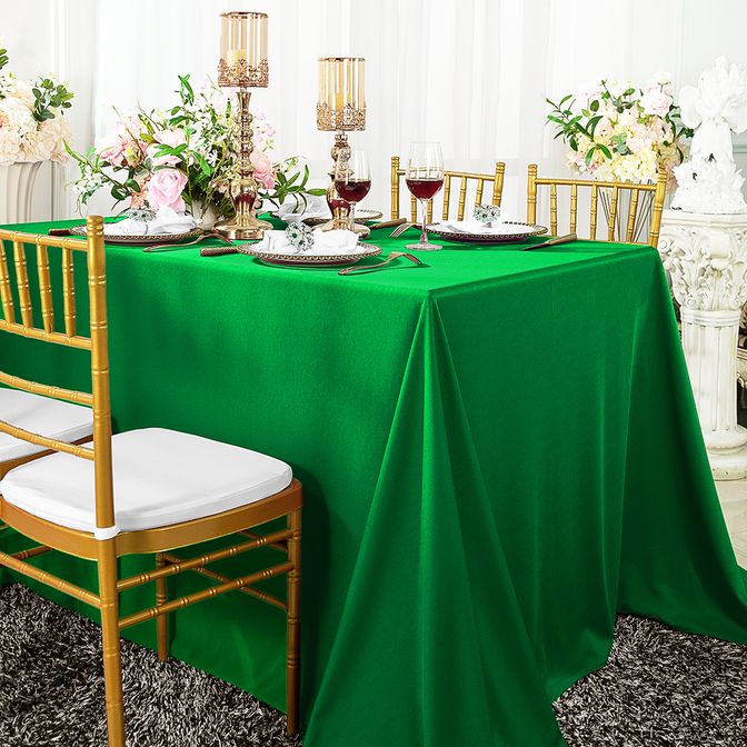 90"x132" Seamless Rectangular Scuba (Wrinkle-Free) Tablecloth - Emerald Green (1pc)