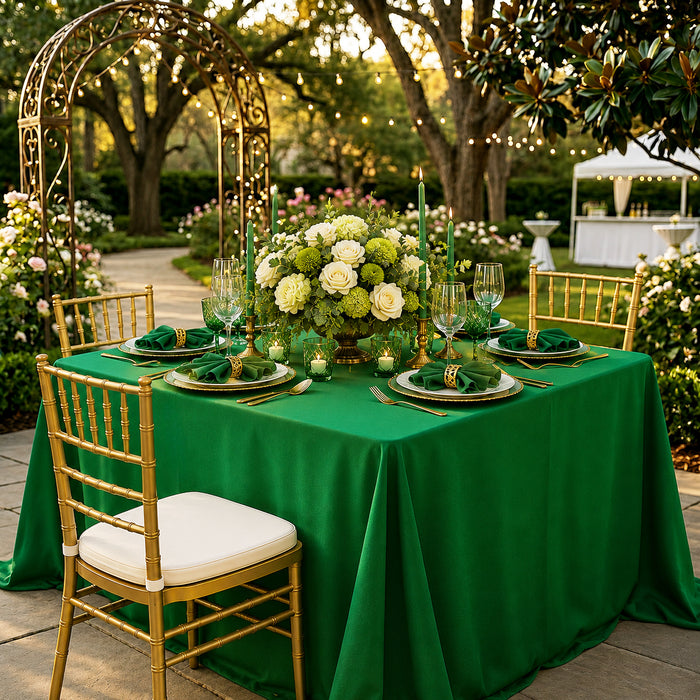 90"x132" Seamless Rectangular Scuba (Wrinkle-Free) Tablecloth - Emerald Green (1pc)