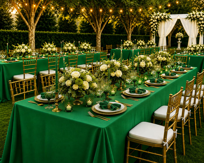 90"x132" Seamless Rectangular Scuba (Wrinkle-Free) Tablecloth - Emerald Green (1pc)