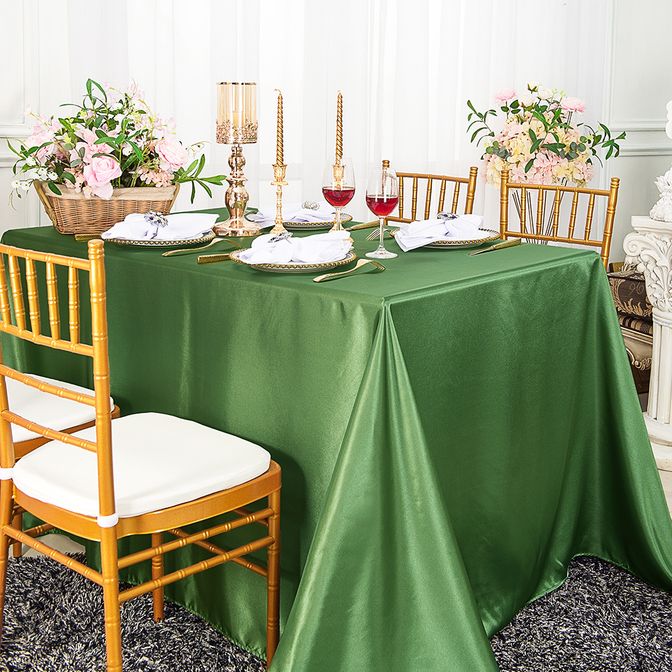 90"x156" Seamless Rectangular Satin Tablecloth - Clover Green (1pc)