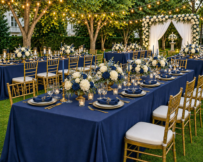 90"x156" Seamless Rectangular Scuba (Wrinkle-Free) Tablecloth   - Navy Blue (1pc)