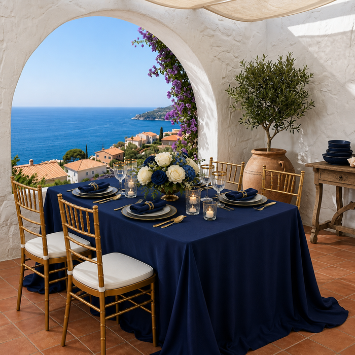 90"x156" Seamless Rectangular Scuba (Wrinkle-Free) Tablecloth   - Navy Blue (1pc)