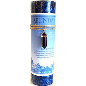 Abundance Pillar Candle w/ Blue Sandstone Pendant - Wiccan Place