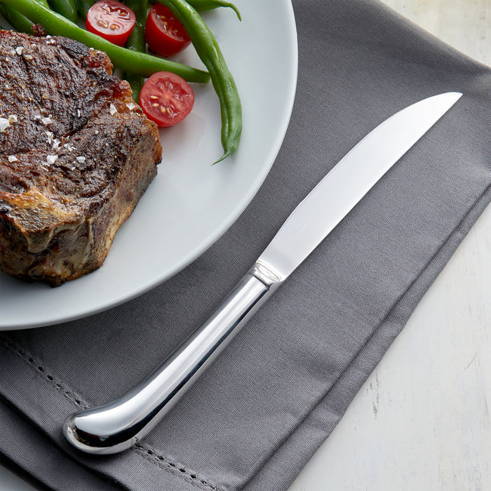 Acopa Midland 9 1/4" 18/0 Stainless Steel Steak Knife with Hollow Handle - 12/Pack