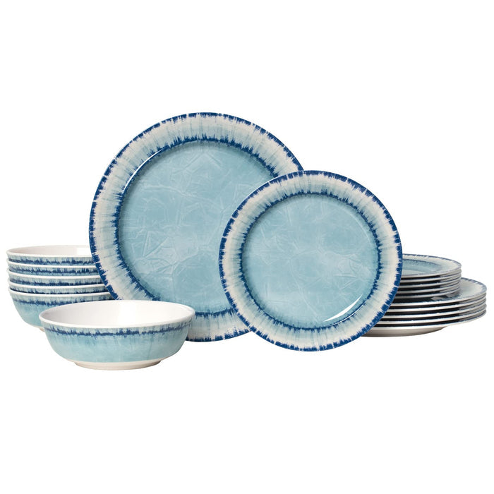 AELS Melamine Dinnerware Set of 18 Pcs Dinner Dishes Set for Indoor and Outdoor Use, Dishwasher Safe, Lightweight Unbreakable, BPA Free (Navy, Service for 6 (18pcs))