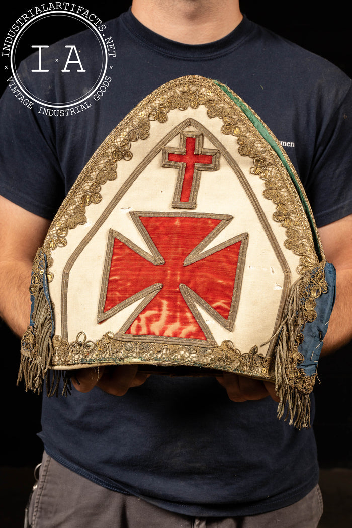 Antique Knights Templar Regalia Ceremonial Miter Hat