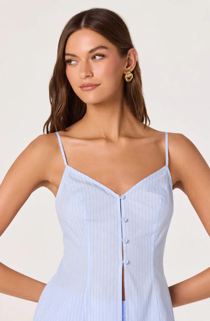 ASTR | Rena Tunic Top inch Blue Pinstripe