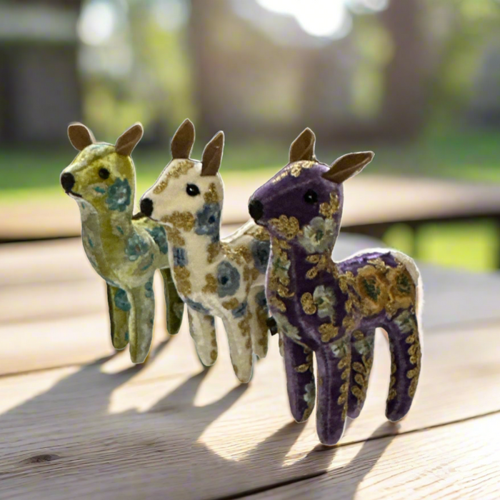 Bambi Hand Embroidered Silk & Velvet Animals