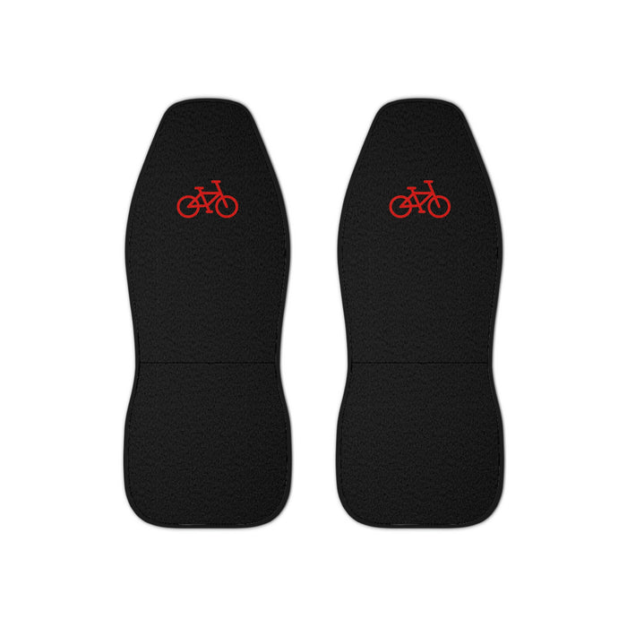 Black Car Seat Covers - Red Bike Print